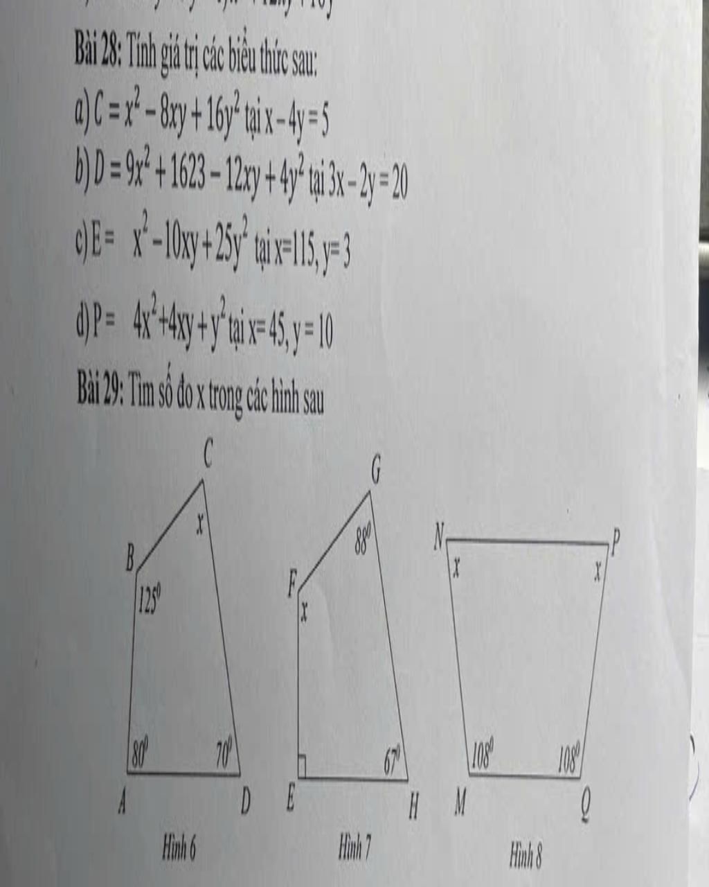 Binh gi i t nh gi tr c c bi u th c sau c c x bry 16y mix 4y 5 b