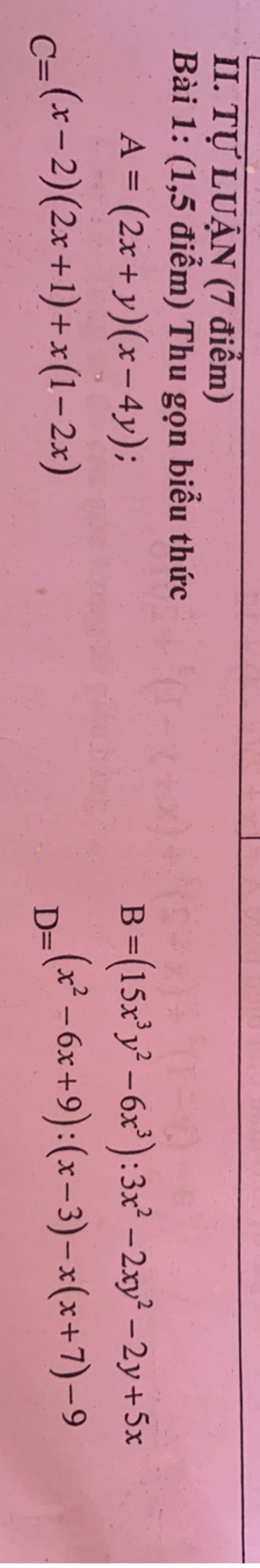 II T LU N 7 i m B i 1 1 5 i m Thu G n Bi u Th c A 2x y x ii-t-lu-n-7-i-m-b-i-1-1-5-i-m-thu-g-n-bi-u-th-c-a-2x-y-x