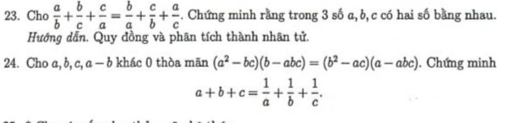 A B 23. Cho = + C B C A = A C -+;+-. Chứng Minh Rằng Trong 3 Số A, B, C ...