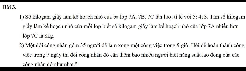 Giúp ạ !ai làm đc em cho 5 sao 1 tim 1 trả lời hay ạ!Bài 3. 1) Số ...