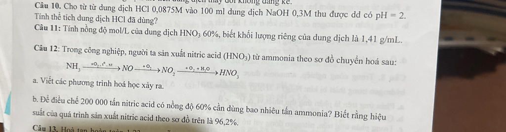 Hong dang ke. Câu 10. Cho từ từ dung dịch HC1 0,0875M vào 100 ml dung ...